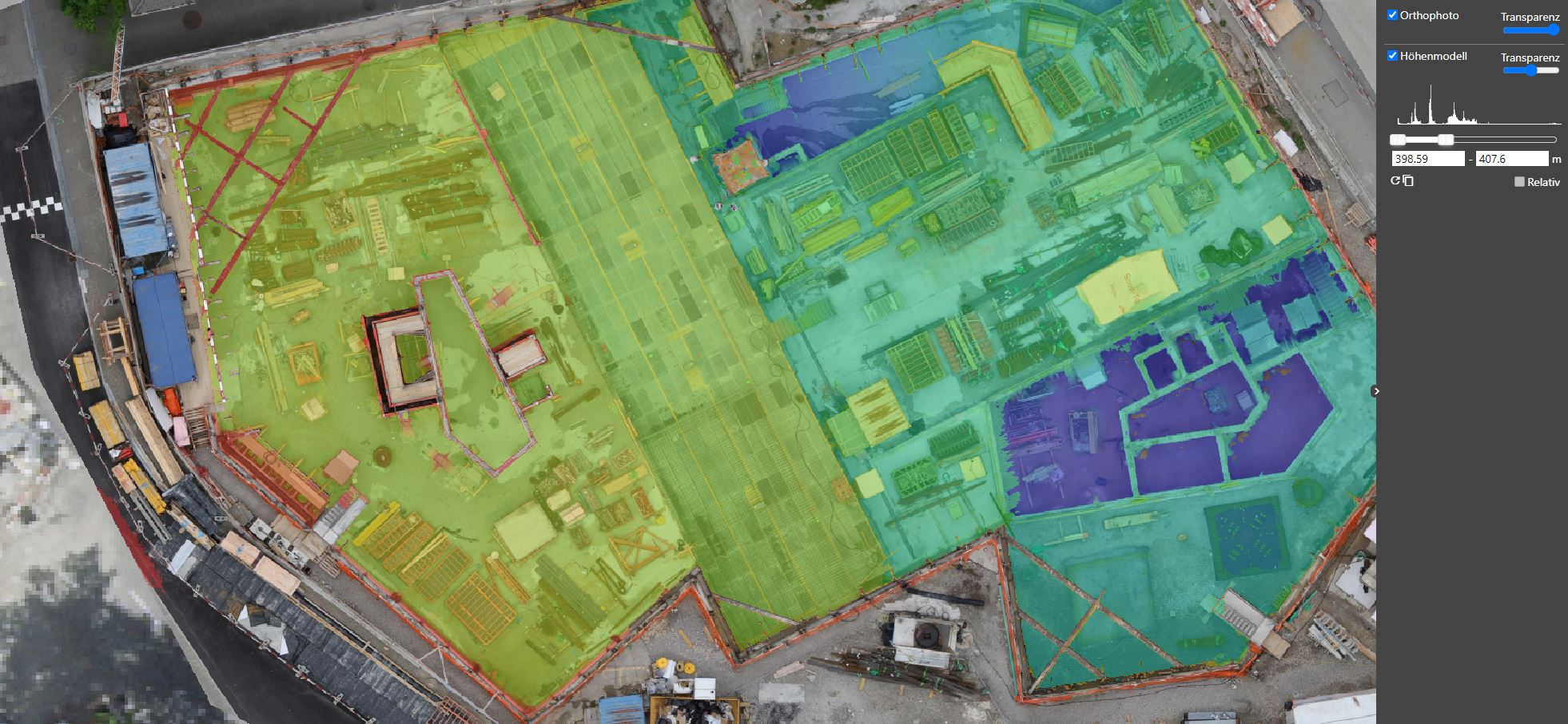 Crane-Camera Höhenvergleich über mehrere Tage als Heatmap