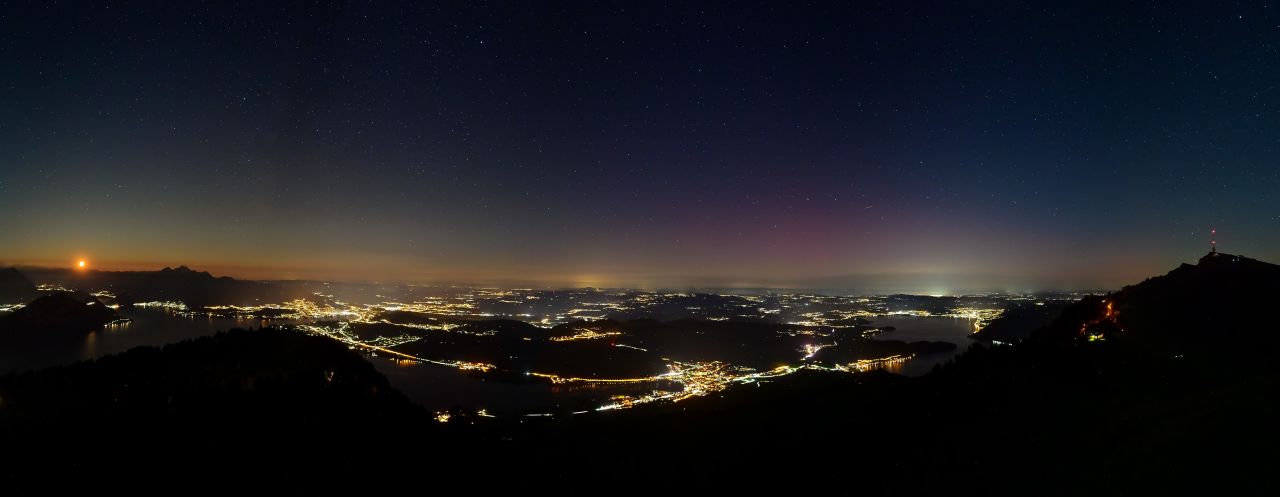 Webcam Rigi Rotstock zeigt Nordlicht